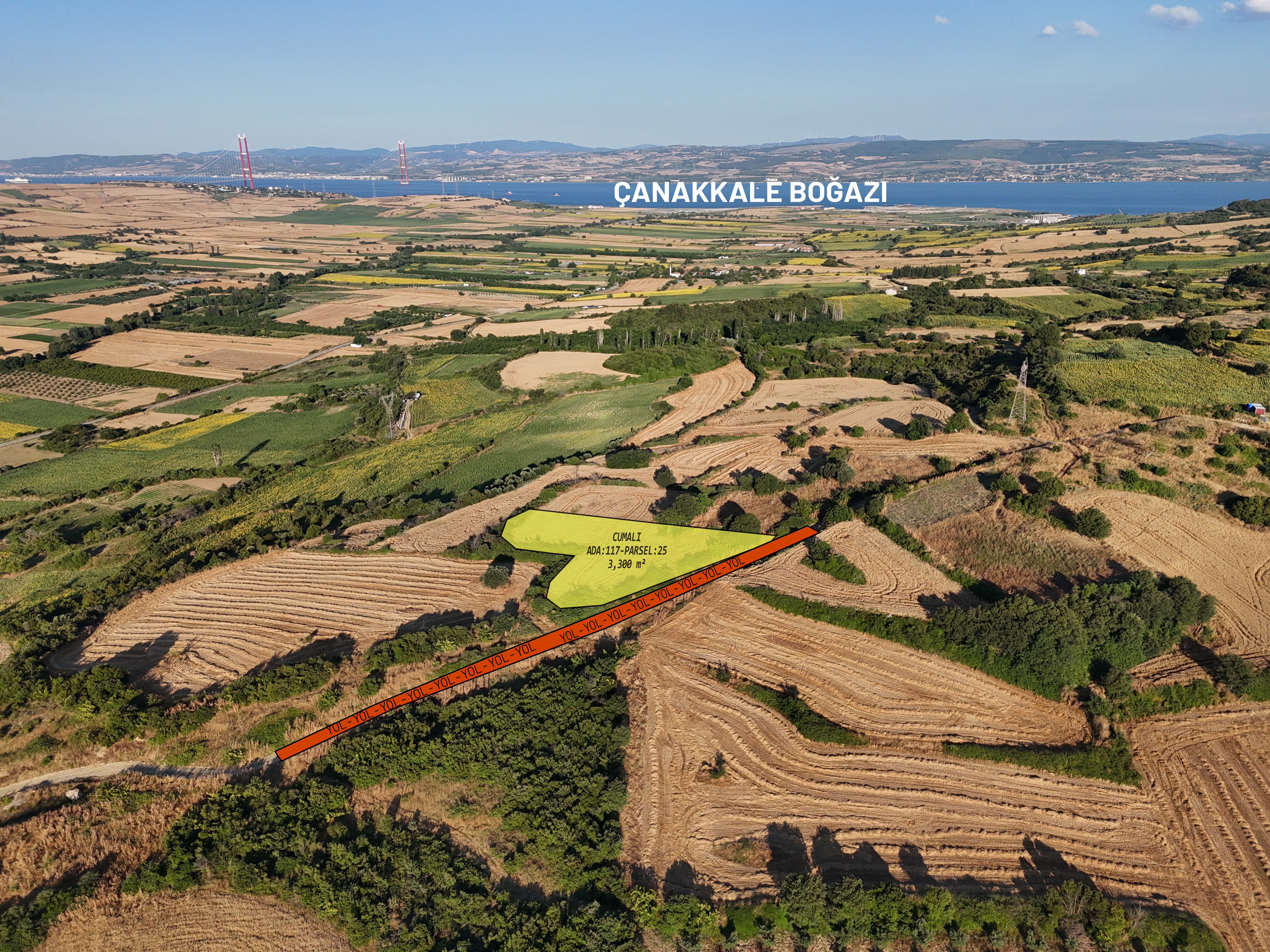 GELİBOLU CUMALI KÖYÜNDE 3.300 M² TEK TAPU SATILIK TARLA  - YİĞİT EMLAK ARSA OFİSİ